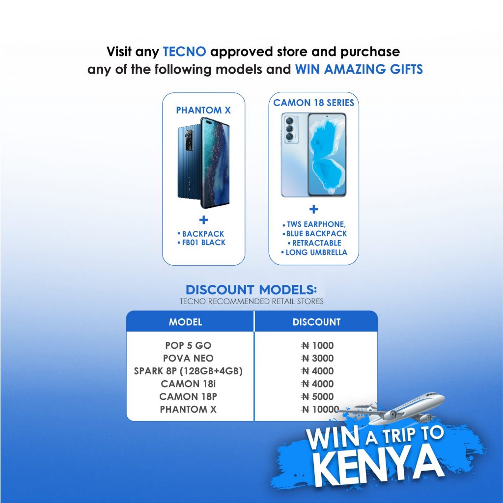 TECNO win at rip to Kenya amazing disount offers