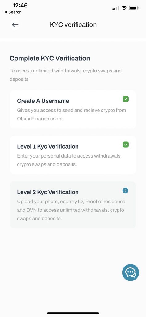 Obiex Finance KYC verification