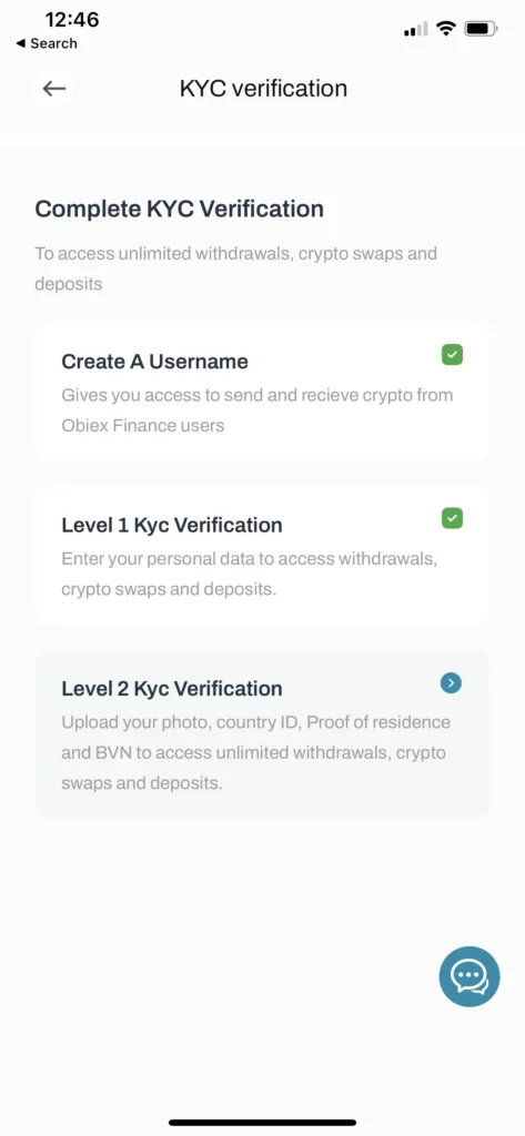 Obiex Finance KYC verification