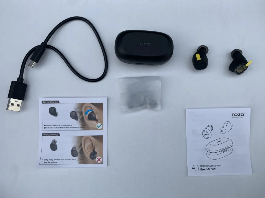 What’s in the Box of the TOZO A1 Wireless Earbuds?
