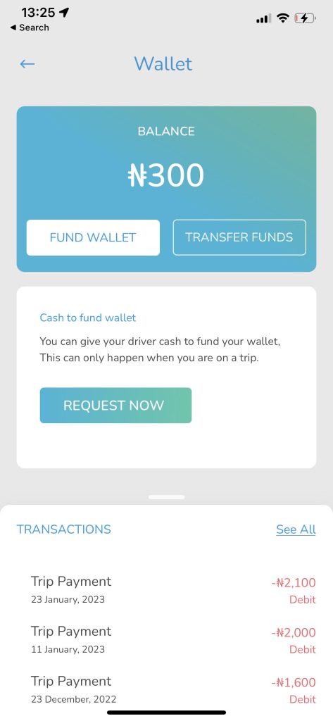 Cash to fund wallet on Lagos Ride