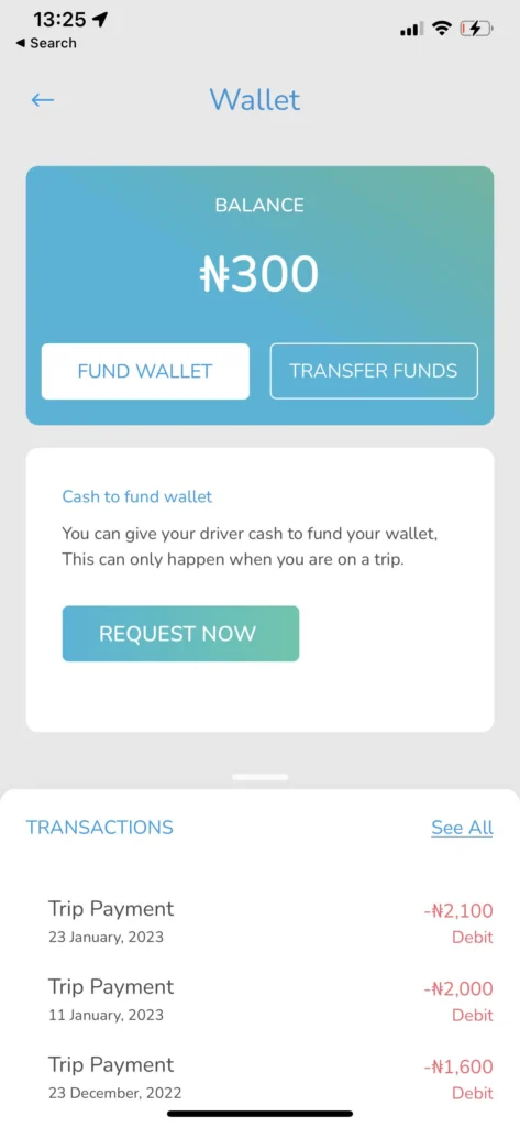Cash to fund wallet on Lagos Ride