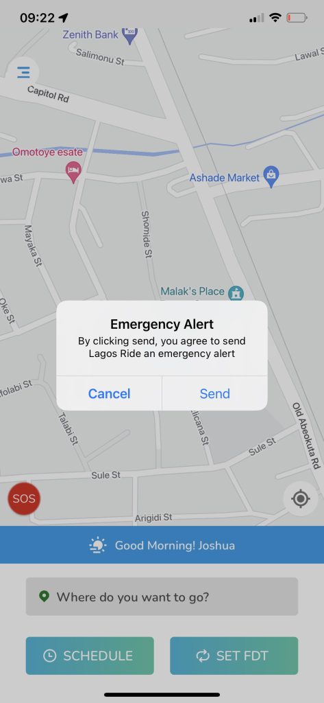 Lagos ride Emergency Alert