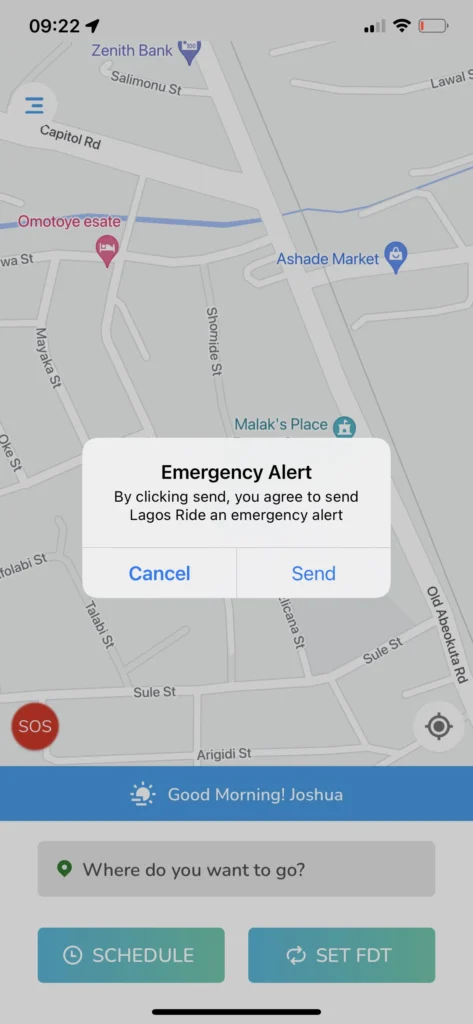 Lagos ride Emergency Alert