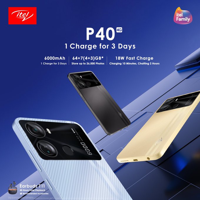 itel P40 with 7GB RAM and 6000mAh Battery
