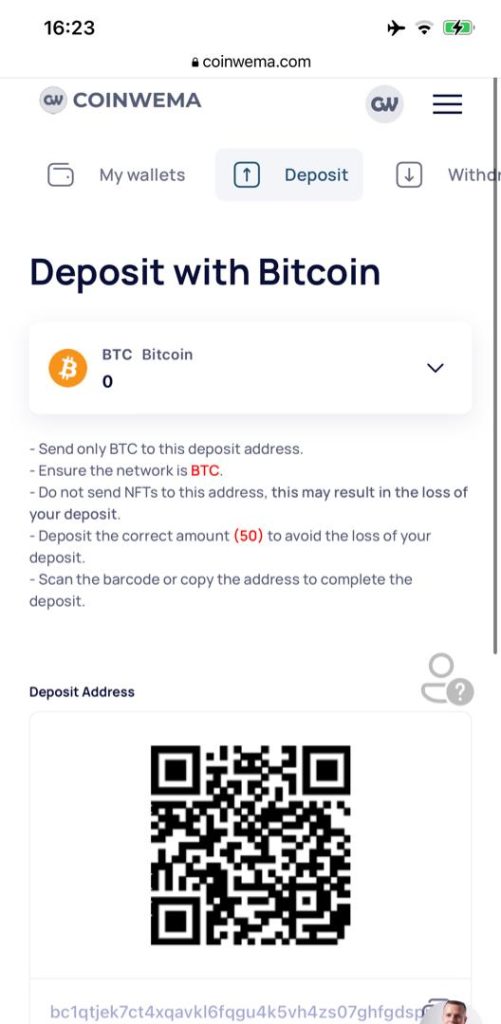 How To Deposit Bitcoin On Coinwema