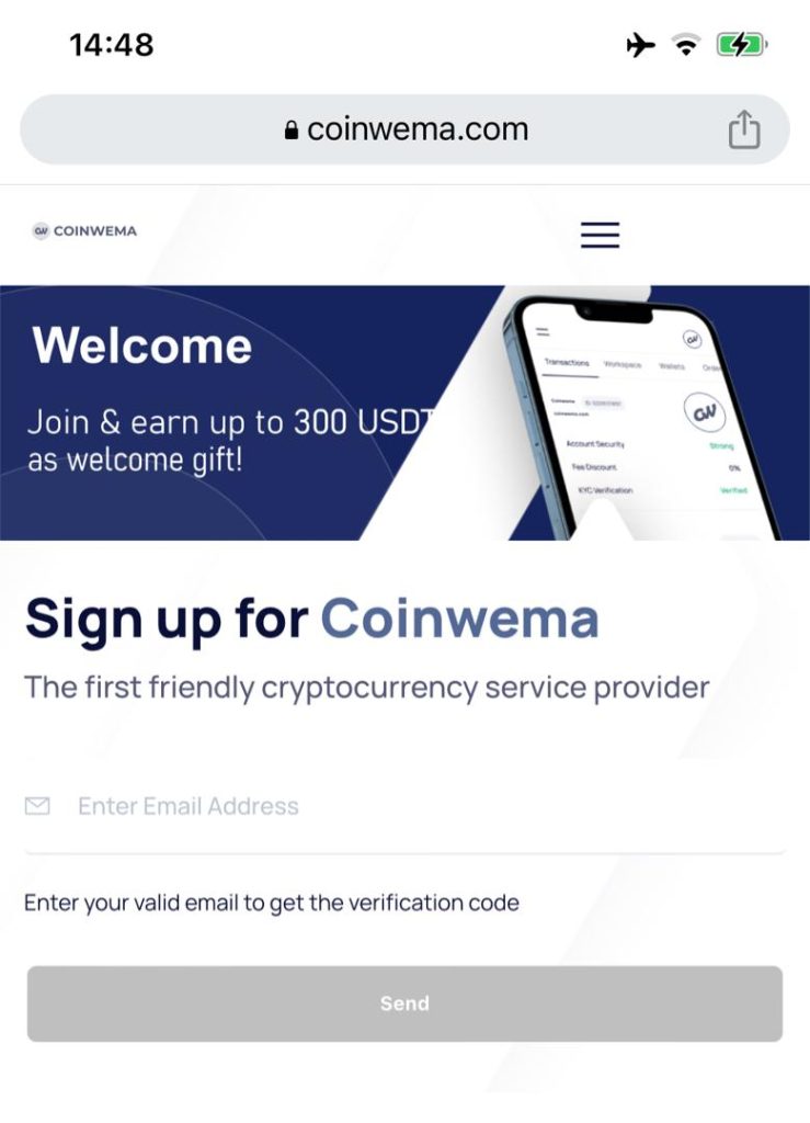 How to Use CoinWema: Signup