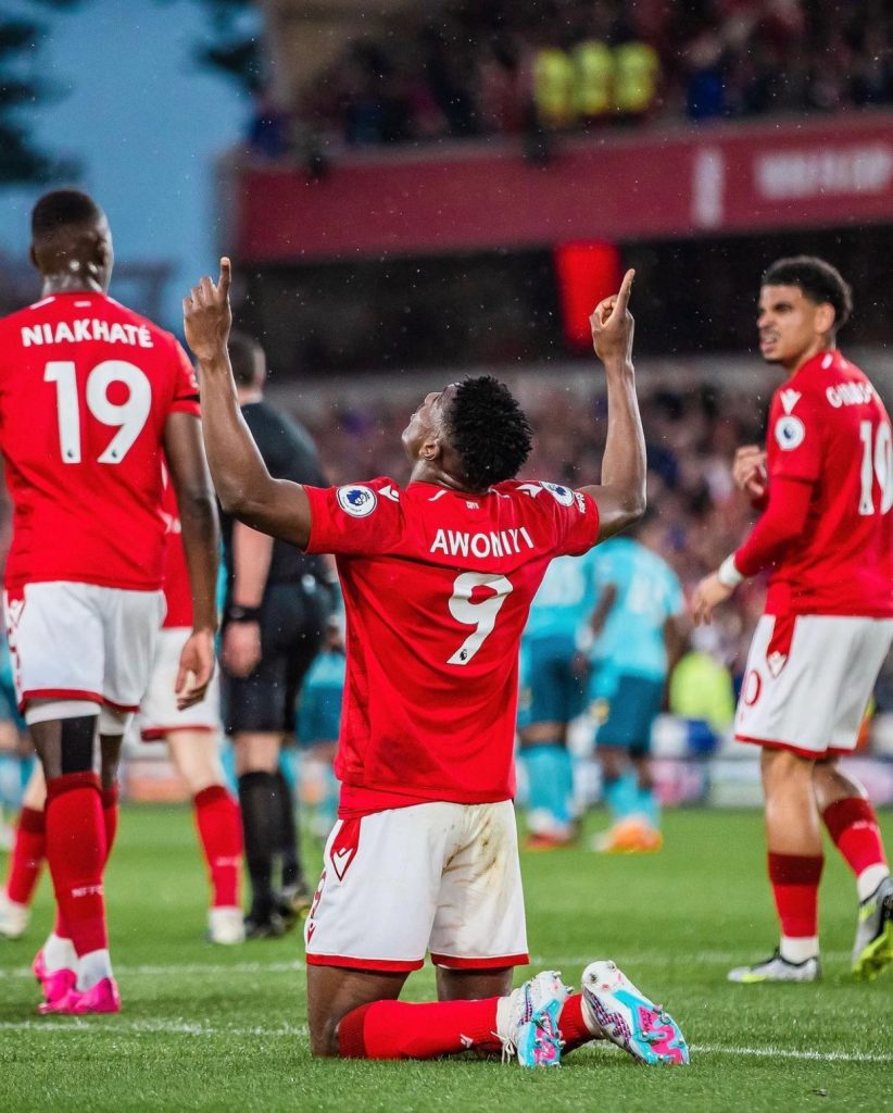 Taiwo Awoniyi scores for Nottingham Forest Football Club