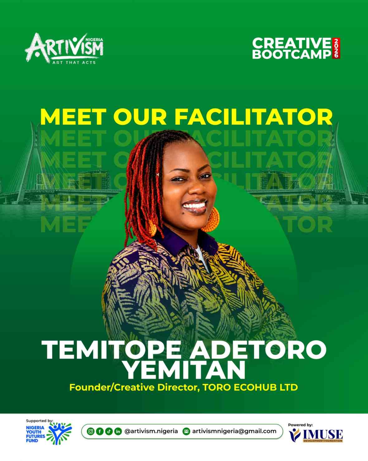 Temitope Adetoro Yemitan is the Founder and Executive Director of IMUSE Development Foundation.